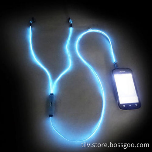 Newest flow in-ear headphone for smart phone with LED